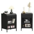 thumbnail image 2 of Glavbiku Metal Nightstand Set of 2,End Table with Flip Cubby & Glass Door,Side Table,Black,Adult, 2 of 13