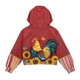 thumbnail image 2 of Chaqlin Sunflower Rooster Print Girls Long Sleeve Sweatshirt with Pocket Half Zipper Pullover Trendy Comfy Top for Autumn Winter Sports Size 11-12, 2 of 7