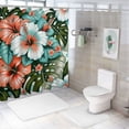thumbnail image 7 of GOSMITH Tropical Summer Hawaiian Flower Palm Leaves Printed Four-Season Durable and Washable Shower Curtain White, 7 of 7