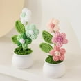 thumbnail image 2 of Knitting Crochet Puff Flowers Potted Plants, Gradient Colorful Flowers for Friends, Family and Lover, Handmade Flowers for Home Office Decoration, Car Decoration, Valentine's Gift (Pink-1), 2 of 6