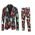 thumbnail image 3 of Traje de negocios informal de Navidad para hombre, chaqueta de 2 piezas con un botón, pantalones, disfraz de fiesta de Navidad, uniforme con estampado de muñeco de nieve, 3 of 5