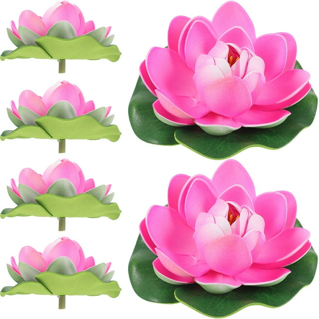 6Pcs Garden Lotus Floating Decor Pond Fake Lotus Flower Craft Simulation Lotus Flower Decor Lotus Decor