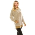 thumbnail image 2 of Haute Edition Women's Heather Contrast Slouchy Cozy Pocket Sweatshirt Tunic, 2 of 6