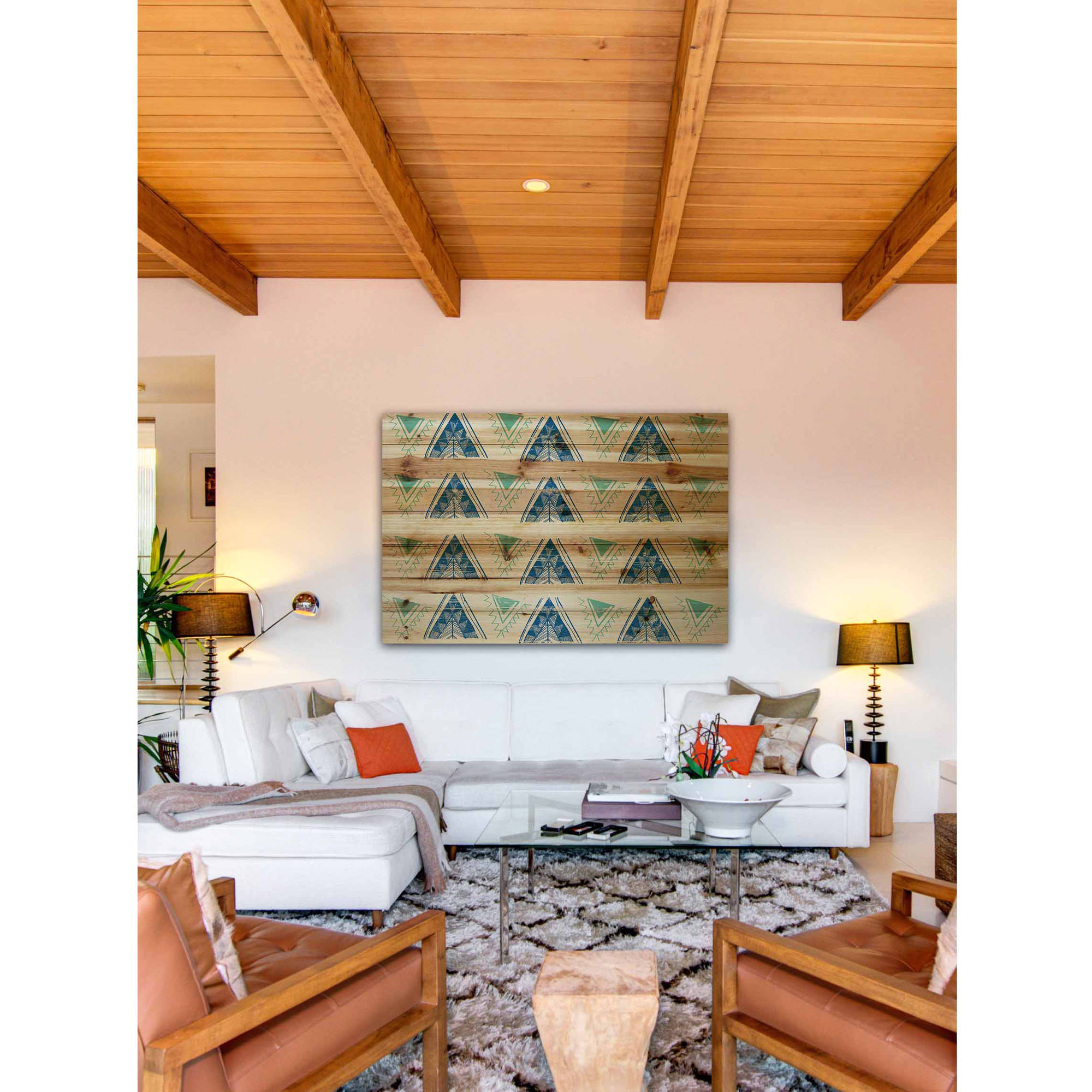 Marmont Hill - "Decorative Teepees" Painting Print on Natural Pine Wood