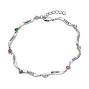Personalized Women's Family Name and Heart Birthstone Bracelet