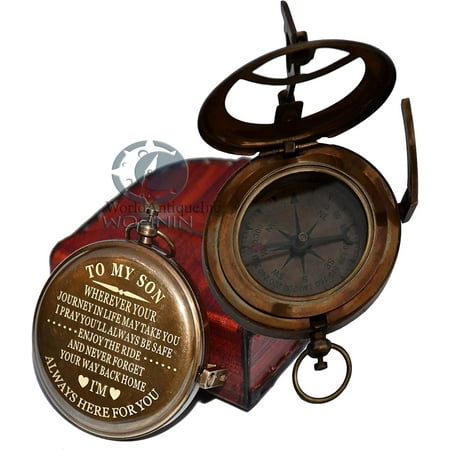 Personalized Compass Gift for Husband Son to My Man to My Fiancé Dad Boyfriend for Customized Working Compass (to My Son)