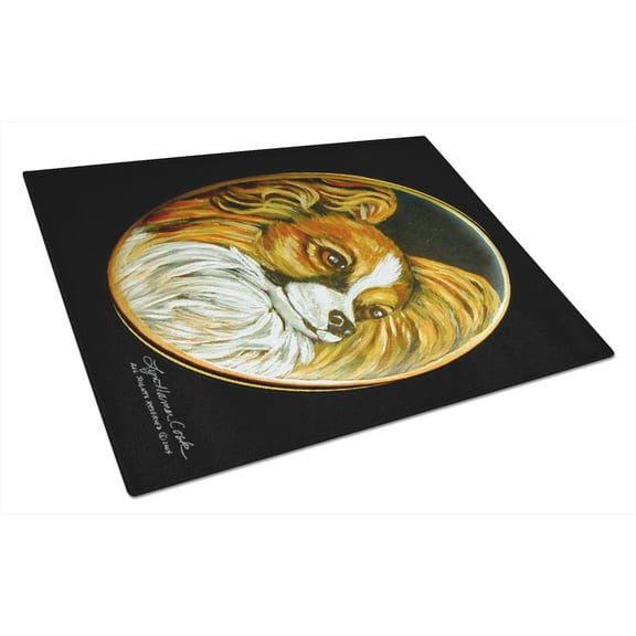 Carolines Treasures Papillon Glass Cutting Board Large 12H x 16W multicolor