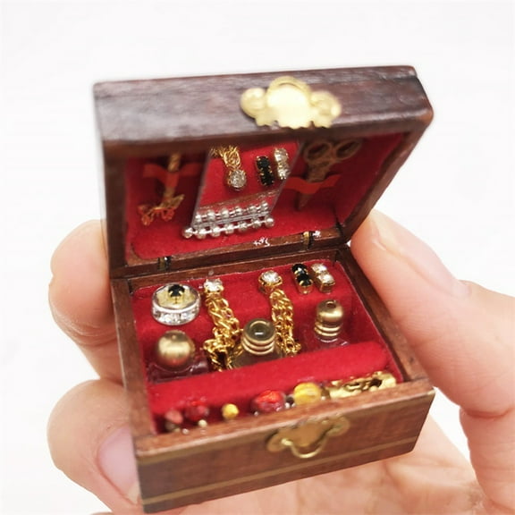 BotaniNest 1:12 Mini Dollhouse Furniture Set Tiny Jewelry With Decorative Accessories For Micro Scene & Makeup Storage