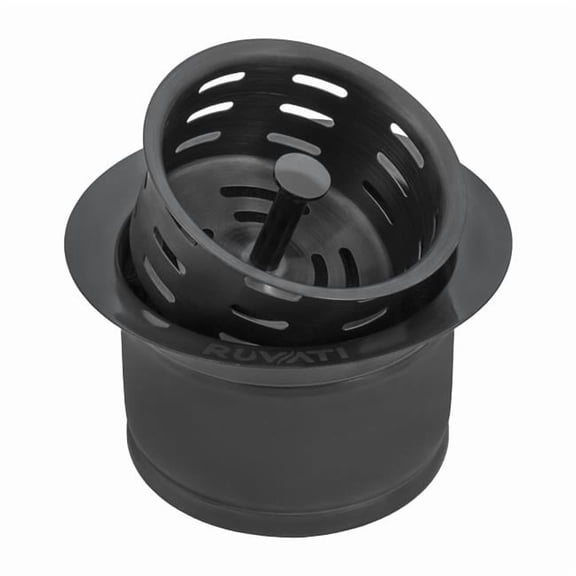 Ruvati USA RVA1049BL Extended Garbage Stainless Steel Disposal Flange with Deep Basket Strainer - Gunmetal Black