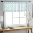 thumbnail image 2 of Teal Grey Botanical Valance Curtains for Kitchen/Living Room/Bathroom/Bedroom Window,Rod Pocket Small Topper Half Short Window Curtains Sheer Scarf,Pastoral Spring Summer Leaf Aesthetics 42"x18", 2 of 8