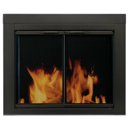Pleasant Hearth Alpine Black Fireplace Glass Doors - (Cleaning Glass Fireplace Doors Best Way)
