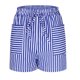 thumbnail image 4 of Pantalones Cortos Casuales de Verano para las Mujeres Cordón de Bolsillo a Rayas de Moda, Desgaste Callejero de Poliéster Aireado, 4 of 6