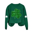 thumbnail image 4 of Craaazy St Patricks Day Sweatshirts for Women Round Neck Long Sleeve Shamrock Graphic Tops Gifts, 4 of 6