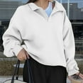 thumbnail image 5 of Plebaso Women's Collared V Neck Sweatshirts Oversized Casual Long Sleeve Womens Loose Pullover Shirts, 5 of 7