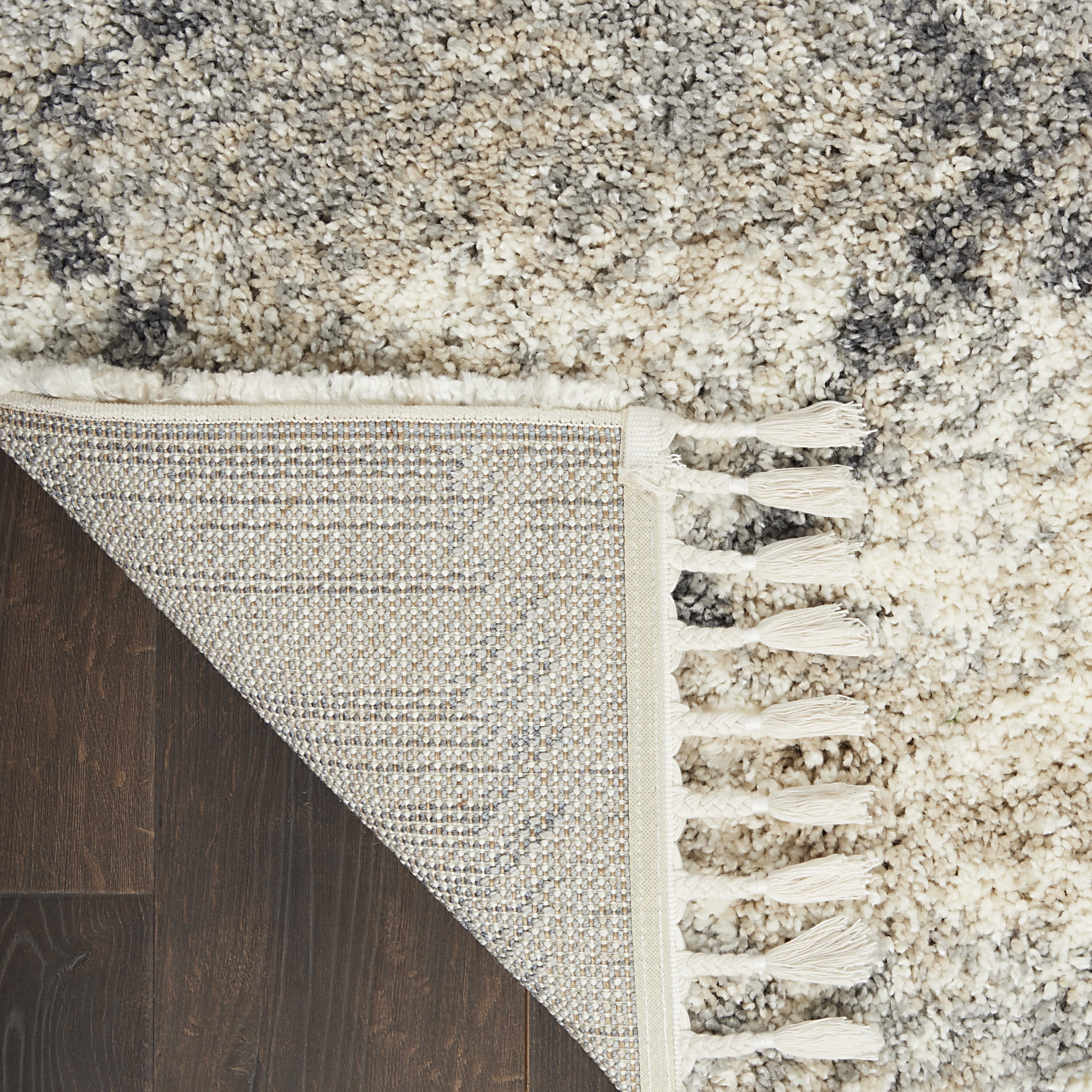 Nourison Oslo Shag 6'7" x 9'6" Ivory/Grey Shag Indoor Rug