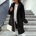 thumbnail image 2 of Fesfesfes Women's Casual Long Fleece Coat Lapel Collar Button Down Midi Length Plush Winter Warm Jacket Outwear with Pockets for Fall Winter Seasonal Daily Wear, 2 of 9