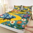 thumbnail image 4 of Homewish Kawaii Cats Animal Queen Sheets,Watercolor Floral Queen Sheet Sets,Multicolor,4 Pieces,1 Flat Sheet, 1 Fitted Sheet and 2 Pillowcases, 4 of 6