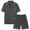 Dark Gray, variant on RKSTN Pajamas Set For Men Soft Short Sleeve Pjs Sets Solid Color Button Down Lapel Collar And Shorts Sleepwear Summer Lightweight 2 Piece Comfy Sleepwear