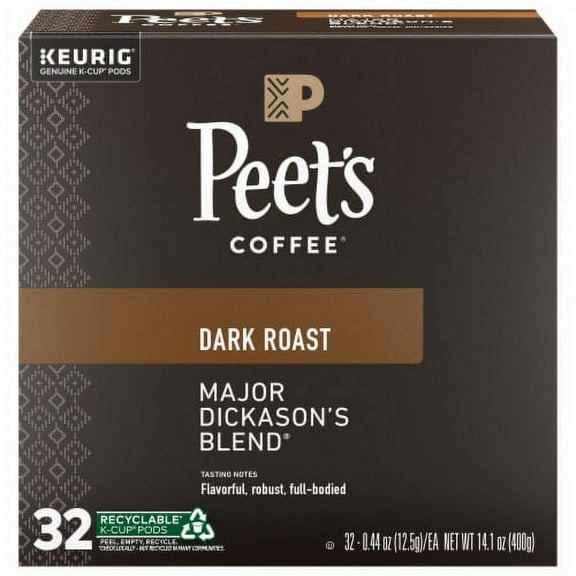 2X - Peet's Major Dickason's Blend Dark Roast K-Cup Coffee Pods