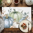 thumbnail image 4 of Fall Pumpkin Placemats Set of 6 Green Leaf Flower Oil Painting Autumn Heat Insulated Linen Place Mats, Washable Stain-Proof Table Mats for Dining Tables Holiday Decor 13x19inch, 4 of 9
