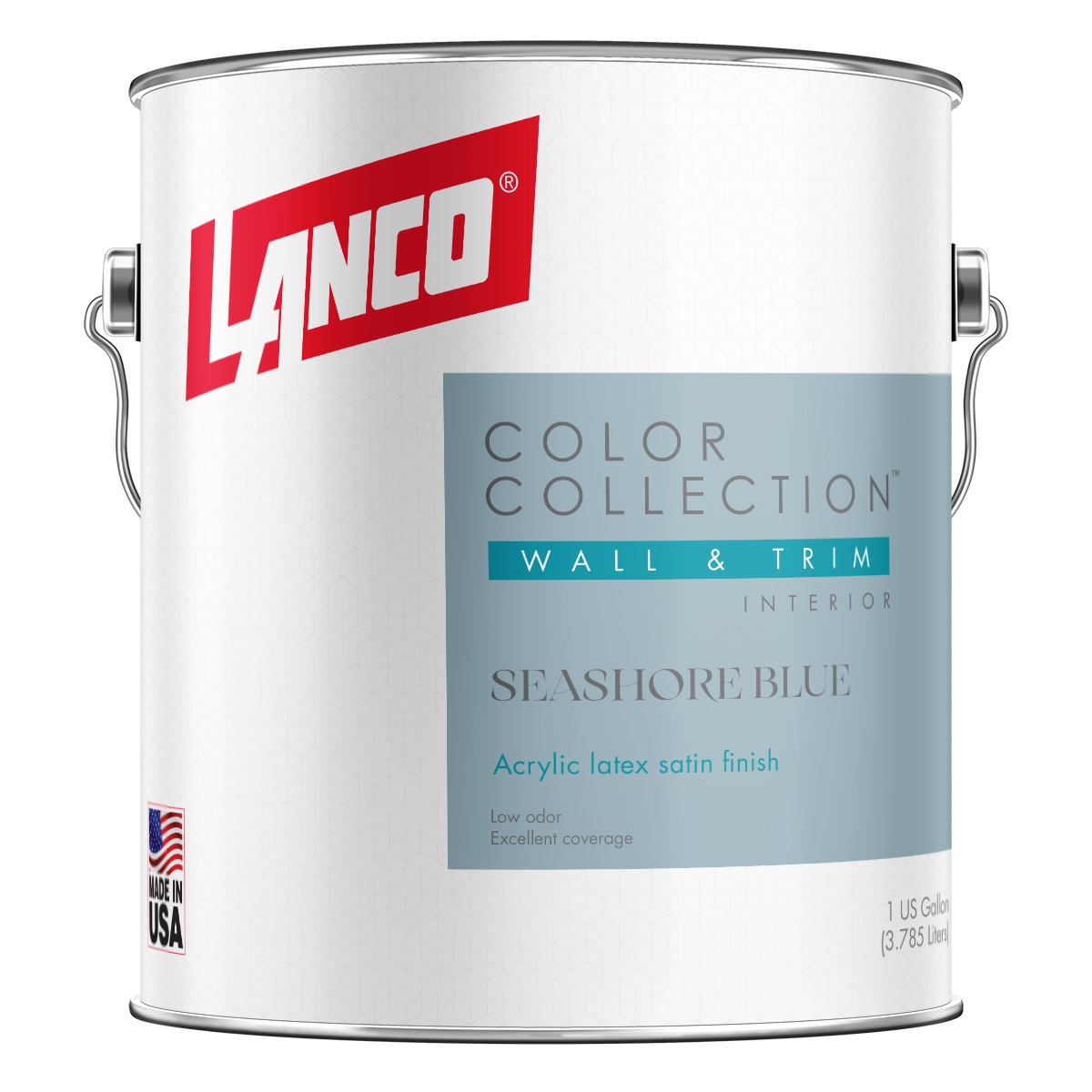 Lanco Color Collection Satin Interior Wall & Trim Paint, Seashore Blue, 1 Gallon
