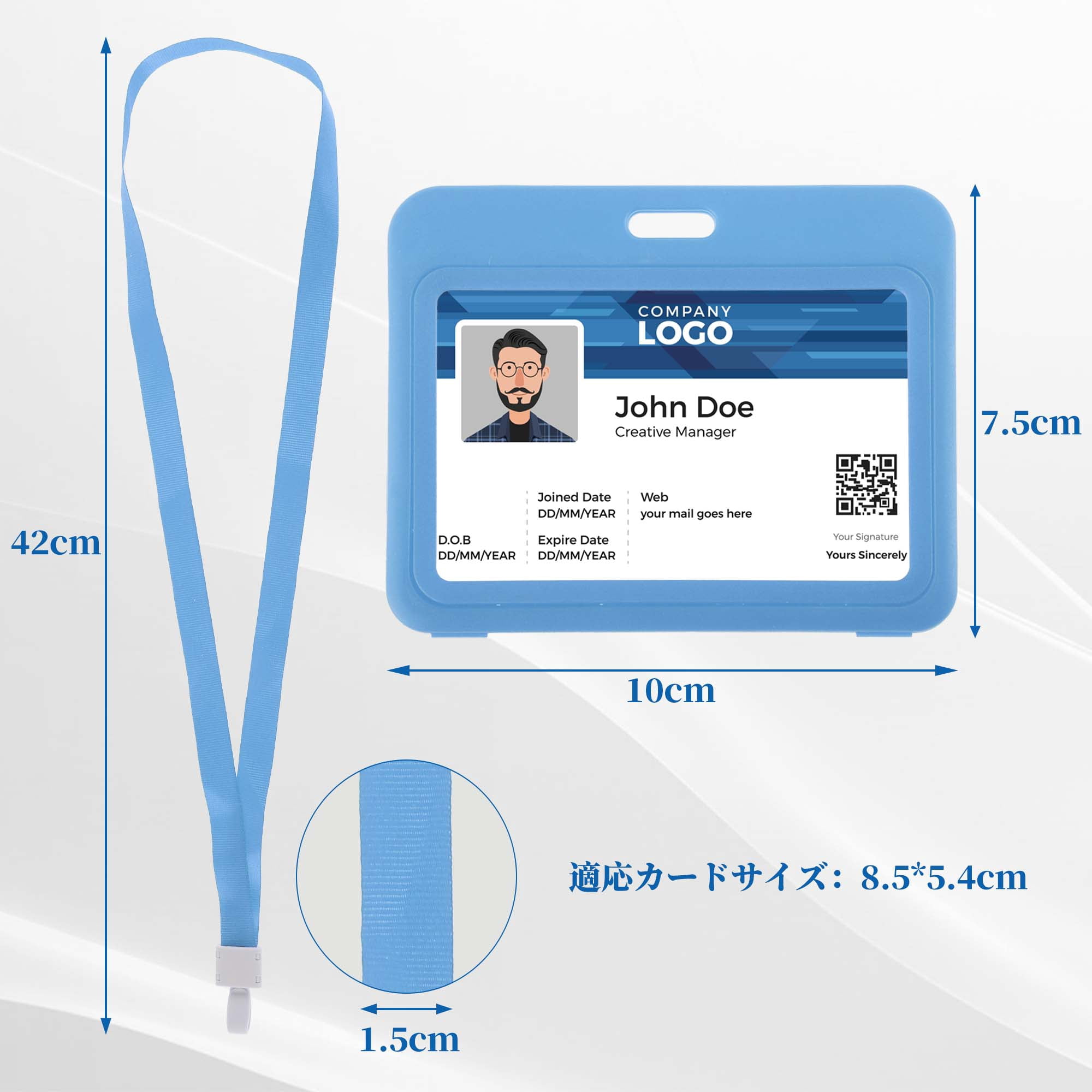 Unique Bargains Lanyards for ID Badges Leather Clear Card Holder with Lanyard Blue