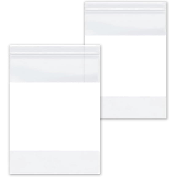 SSBM White Block Reclosable Bags 13" x 18" 4 Mil Dust-Dirtproof Zipper Write-On Bags for Packaging Use 2000 Pack