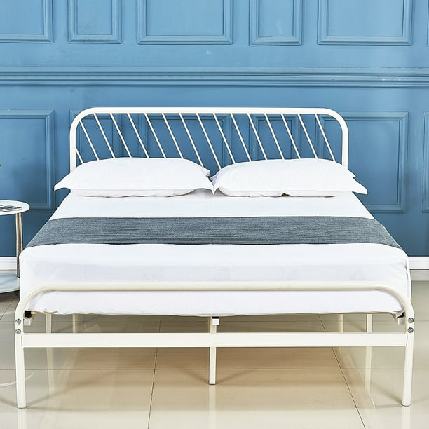 Dikapa Metal Platform Bed Frame With, Full Size White Metal Platform Bed Frame