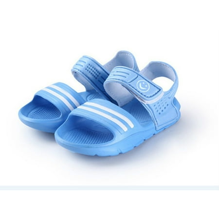

Baby Boys Girl Beach Sandals Striped Candy Color Leaky Toes Beach Pool Flat Shoes