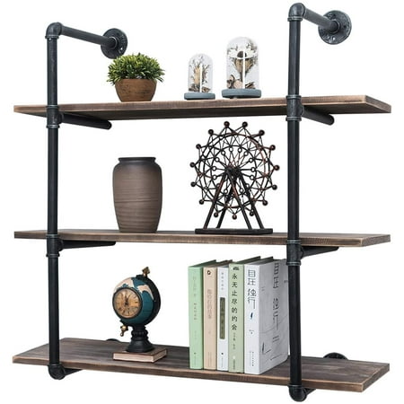 Industrial Pipe Shelves With Wood 3, Diy Pipe And Wood Bookcase