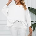thumbnail image 6 of Hfyihgf Womens Blouses Fashion Smocked Long Sleeve Round Neck Batwing Casual Flowy Chiffon Office Work Shirts Tops(White,XXL), 6 of 8
