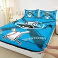 thumbnail image 3 of Feelyou Baseball Player Kids Queen Sheet Sets, Modern Ball Game Flat Sheet, Blue Cartoon Sports Theme Queen Fitted Sheet, Luxury Bedroom Decor, 4pcs, 3 of 7