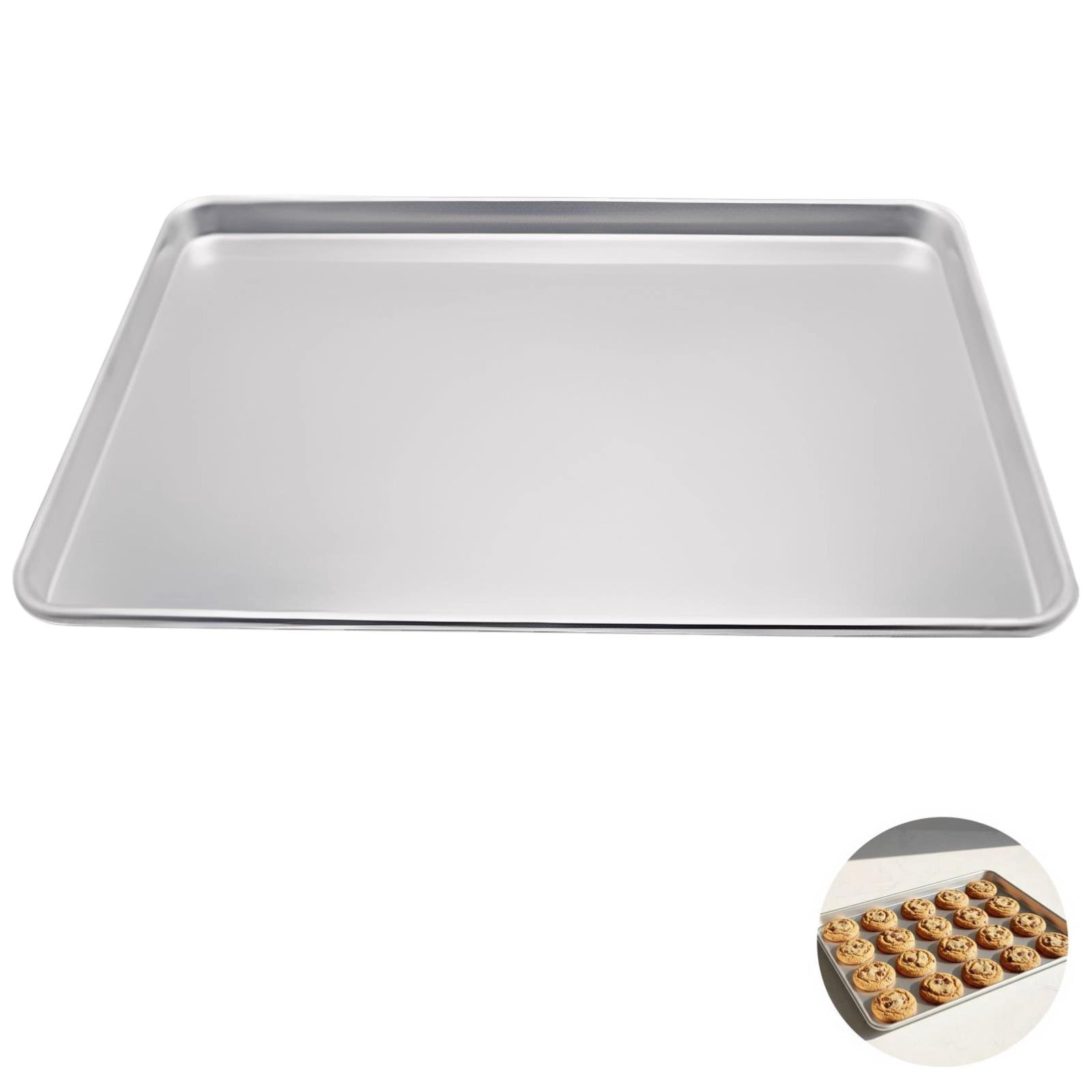 Aluminum Baking Sheet Pan, 9.6 x 13 in / 24.3 x 33 cm Commercial Aluminum Sheet Pan for Baking, Roasting, Toasting, Bun Pan with Flat Surface, Thick & Long-Lasting, Easy to Clean, Silver