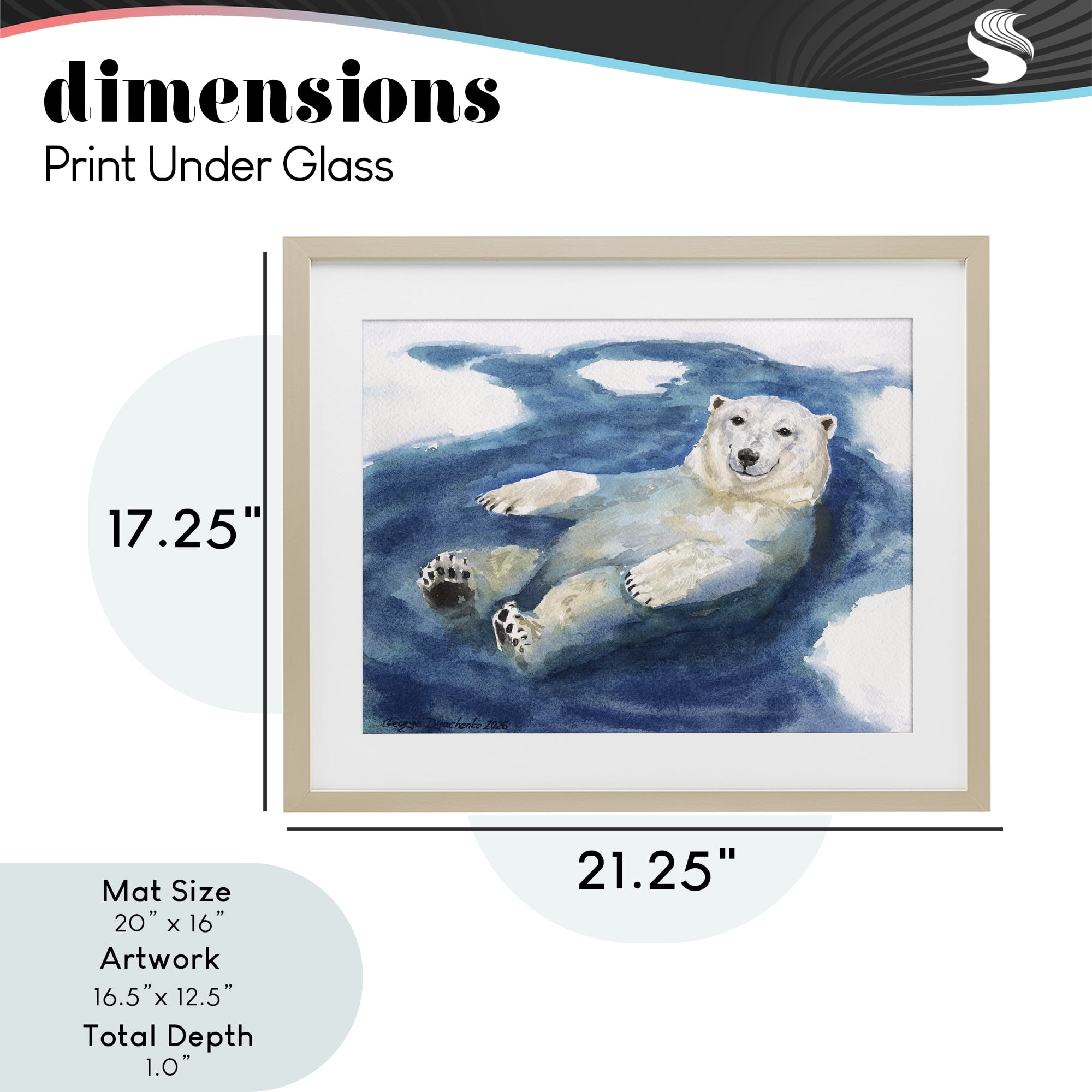 Stupell Industries Polar Bear Icy Bath Time Birch Framed Print Under Glass, design by George Dyachenko