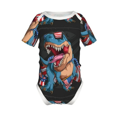 

Junzan Blue Dinosaur Print Short-Sleeve Baby Climbing Clothes Bodysuits for Infant One-Piece for Baby Boys & Girls Baby Clothes Baby Romper with Snap Closure-3 Months