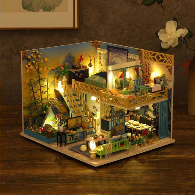 de muñecas DIY Mini modelo con muebles esca 1:24 sa creativa artesanía en mini para adultos adolescentes Yotijar casa de muñecas en miniatura