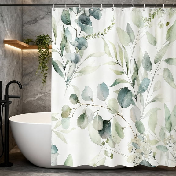 Annvchi  Peel and Stick Eucalyptus Wallpaper, Green Watercolor Leaf Wall Mural, Removable Botanical Wall Décor for Bedroom, Living Room, Nursery