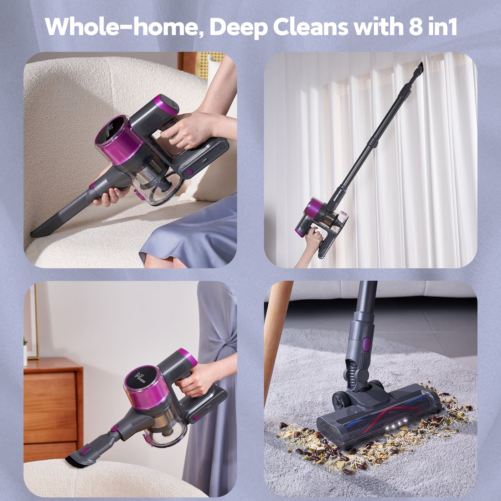 Mixfun Cordless Stick Vacuum Cleaner Lightweight for Pet Hair Led Display Screen M600