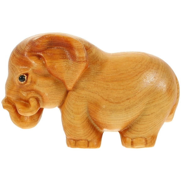 unbranded  Baby Elephant Handle Ornaments Home Decoration Sculpture Cute Wood Carving Animal Statue Toy
