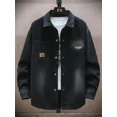thumbnail image 4 of Abrigos de mezclilla para hombre con estampado negro Chaqueta vaquera para hombre Camisa vaquera de moda Diseñador estético Invierno 2024 Ropa masculina Casual Lxury G, 4 of 5