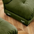 thumbnail image 6 of Oversized Modern Olive Green Velvet Two-Seater Sofa with Ottoman, Round Bolster Armrests, and Decorative Pillows for Reading Room, 6 of 8
