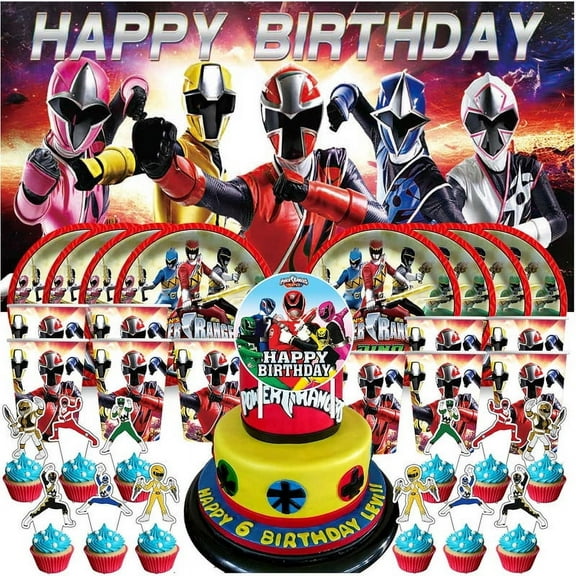 Power Ranger Birthday Cups Party Supplies Decor Backdrop Plates Fans Decorations Banner