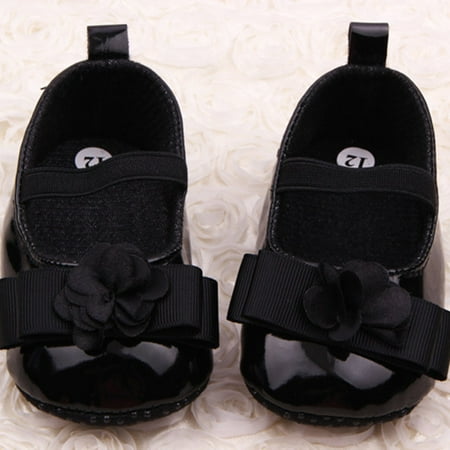 Infant Baby Girls PU Leather Princess Flower Crib Shoes Soft First