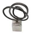 thumbnail image 4 of Benjara 9" Table Sculpture- Abstract Loop Design- Block Base- Black/Silver, 4 of 6