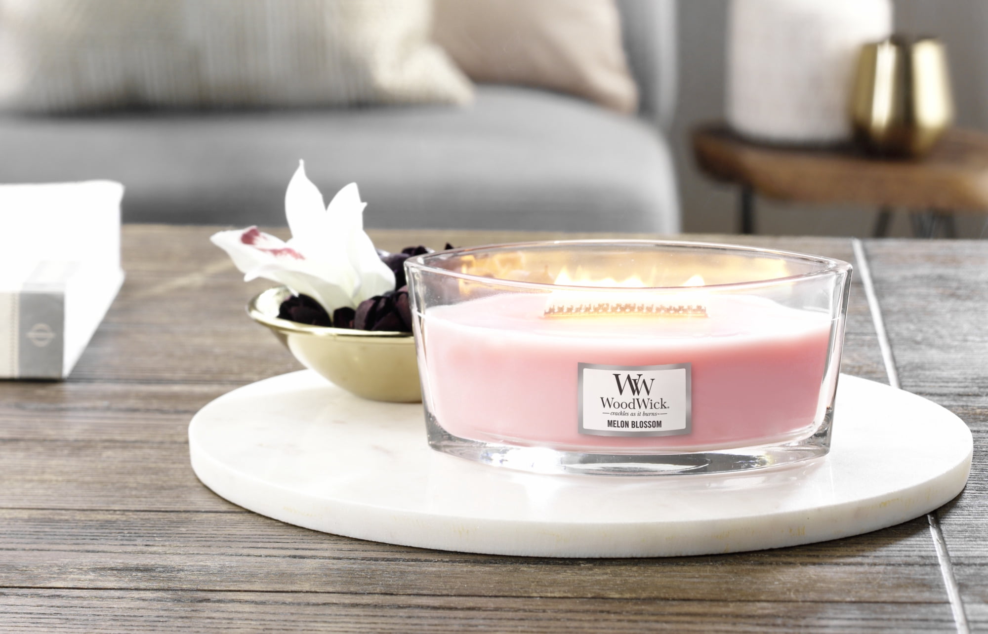 WoodWick Melon Blossom Ellipse Candle