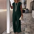 thumbnail image 2 of ZToonmas Women's 2 Piece Outfits Solid Sleeveless Cap Sleeve Top and Wide Leg Pants Set Casual Loose Two Piece Suit, 2 of 7
