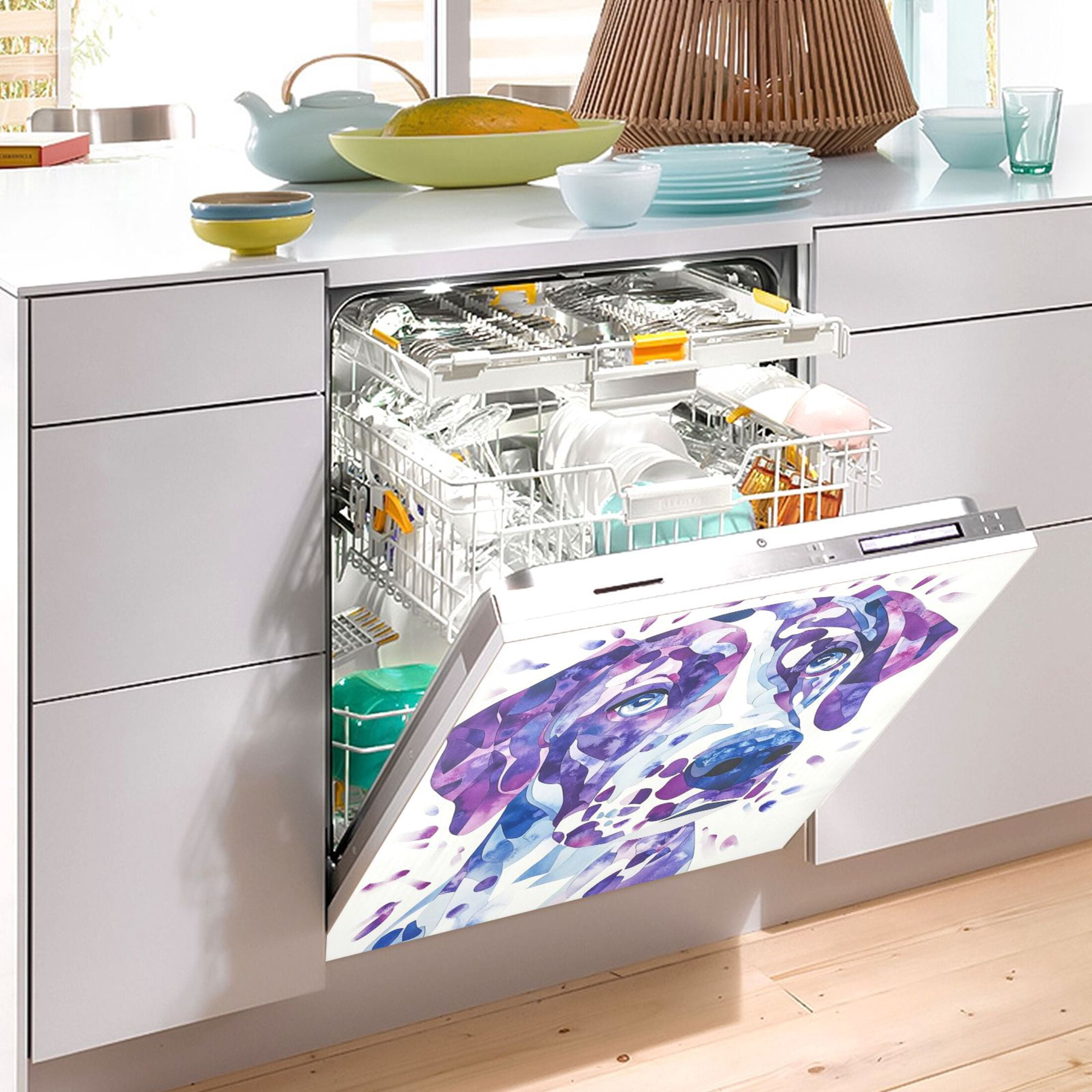 Dishwasher Magnetic Sticker 23x26 Inch Refrigerator Magnetic Sticker Washing Machine Magnetic Sticker Kitchen Panel Magnetic Sticker Home Decor Pretty Blue Cool Dog