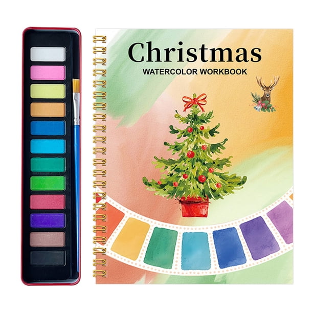 Cuaderno de acuarela, guía de pintura paso a paso, juego de acuarela, libro para colorear con acuarela inspirado en la naturaleza