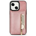 thumbnail image 2 of ELEHOLD Zipper Wallet Case for iPhone14 Plus 6.7 inch,Made of Premium Vegan Leather and Soft TPU with Shockproof Full Body Protection Magnetic Kickstand and Card Slot Case, Rosegold, 2 of 9