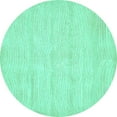 thumbnail image 1 of Ahgly Company Machine Washable Indoor Round Solid Turquoise Blue Modern Area Rugs, 5' Round, 1 of 4
